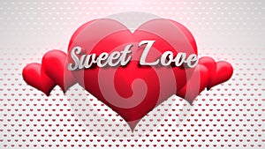 Sweet Love with big red heart and small hearts pattern