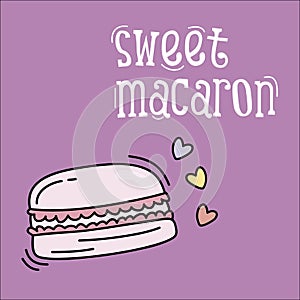 Sweet macaron background with hearts
