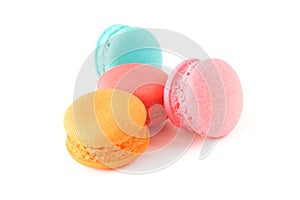 Sweet macaroons on white background