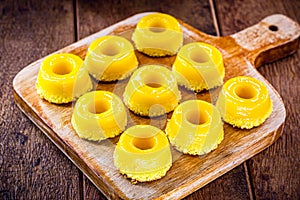 Sweet made from egg yolk, called in Brazil Quindim, and in Portugal brisa-do-Lis photo