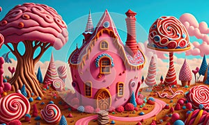 A sweet and magical world of candy and gingerbread fantasy houses