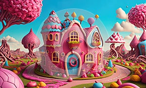 A sweet and magical world of candy and gingerbread fantasy houses