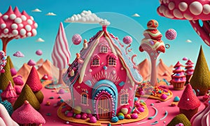 A sweet and magical world of candy and gingerbread fantasy houses