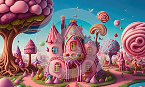 A sweet and magical world of candy and gingerbread fantasy houses