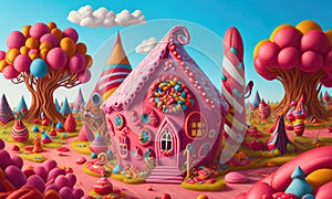 A sweet and magical world of candy and gingerbread fantasy houses