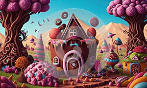 A sweet and magical world of candy and gingerbread fantasy houses