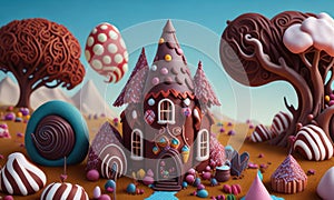 A sweet and magical world of candy and gingerbread fantasy houses