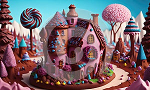 A sweet and magical world of candy and gingerbread fantasy houses