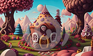 A sweet and magical world of candy and gingerbread fantasy houses