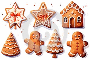 Sweet man christmas winter cookie biscuit tradition background decorated food tree gingerbread festive holiday cake