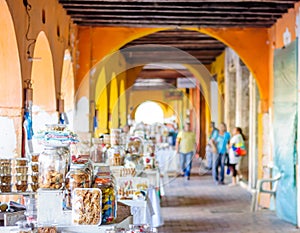 Sweet market by Portal de Los Dulces in Cartagena - Colombia photo