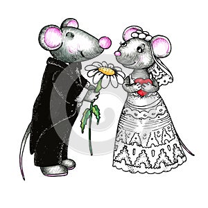 Sweet mouses bride and groom