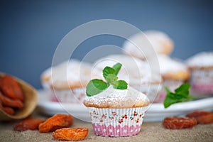 Sweet muffins with dried apricots