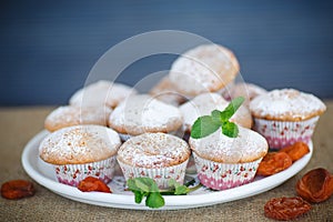 Sweet muffins with dried apricots