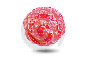 Sweet multicolor popcorn on a white isolated background