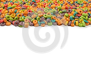 Sweet multicolored flakes, cereal loops