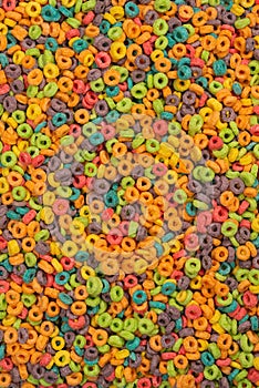 Sweet multicolored flakes, cereal loops