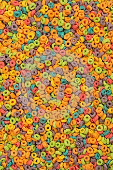 Sweet multicolored flakes, cereal loops