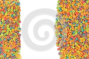 Sweet multicolored flakes, cereal loops