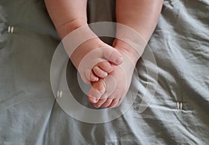 Sweet newborn baby toes