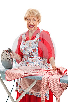 Sweet Old Lady Ironing