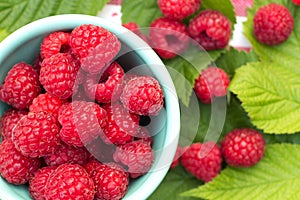 Sweet Organic Raspberries in a Bowl