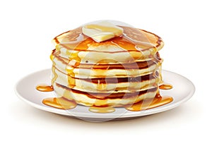 Sweet pancakes stack meal breakfast delicious syrup butter plate food homemade