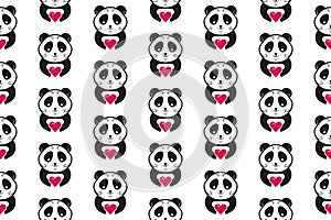 Sweet Panda Seamless Pattern Design. Vector Pattern Template. Repeating geometric pattern illustration a youthful and organic tren