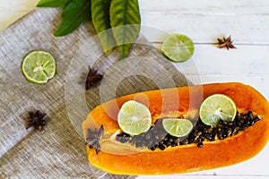 Sweet Papaya with a lime