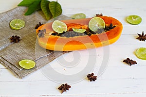 Sweet Papaya with a lime