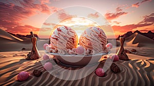 Sweet paradise with this 3D design of ice cream desserts. Generative ai