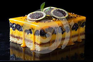 Sweet Passionfruit slice. Generate Ai