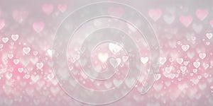Sweet Pastel Pink Background with Mini Hearts and Soft Bokeh Light in the Sky. Perfect for Invitations and Scrapbooking.