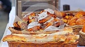 Sweet pastry bread at farmers market.