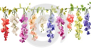 Sweet pea hanging group plants isolated on white background