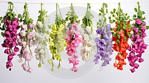 Sweet pea hanging group plants isolated on white background