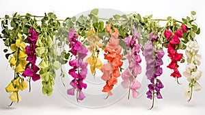 Sweet pea hanging group plants isolated on white background