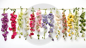 Sweet pea hanging group plants isolated on white background