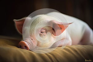 sweet and peaceful moment captured in a piglet& x27;s napping