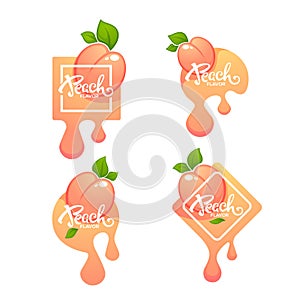 Sweet Peach Flavor. Vector label or sticker