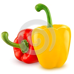 Sweet pepper, red, yellow paprika, isolated on white background, clipping path