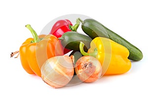 Sweet peppers and cucumber