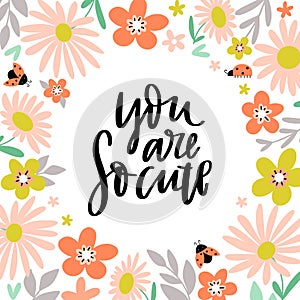 Sweet phrase with floral background