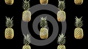 Sweet pineapples are slowly falling. Looped animation. Motion background