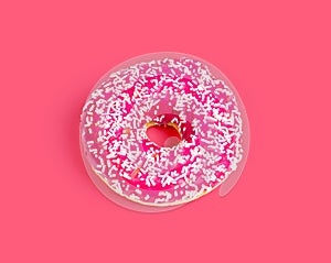 Sweet pink donut isolated