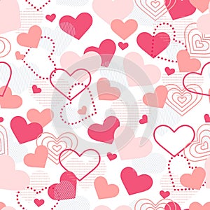 Sweet Pink Love Hearts Cute Vector Seamless Pattern