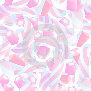 Sweet pink marshmallows seamless pattern.