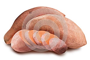 Sweet pink potato isolated on white background