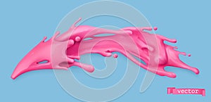 Sweet pink splash. 3d realistic object