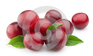 Sweet plums with leafs